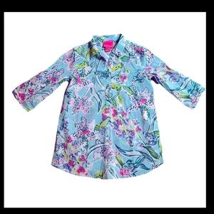 Lilly Pulitzer Little Girls Mini Natalie Bali Blue Sway This Way Dress Cover Up